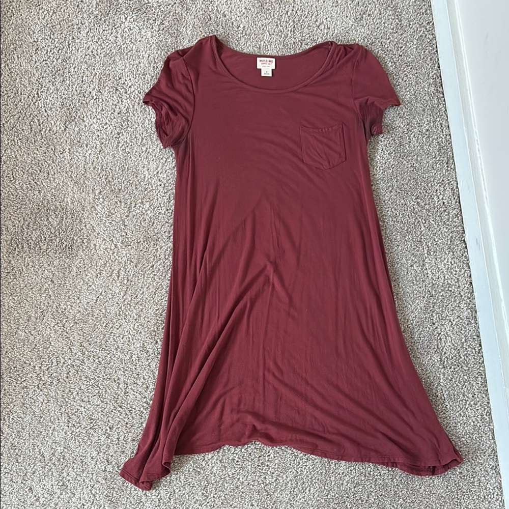 Mossimo Supply Co. Maroon T Shirt Dress